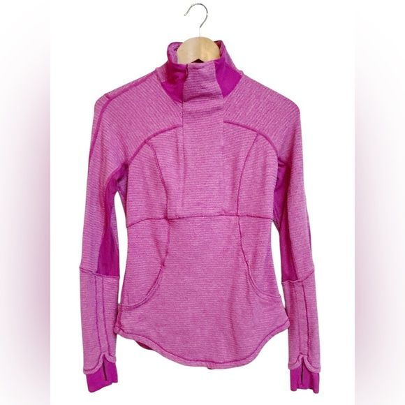 Lululemon Base Runner 1/2 Zip Raspberry Pique Pink Rulu Long Sleeve Size 6 - Picture 2 of 15